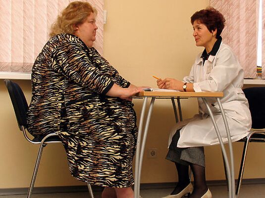 At the phlebologist consultation, a patient with varicose veins caused by obesity